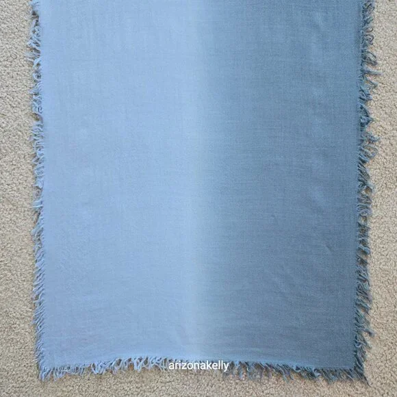 Ombre Cashmere Scarf Blue Gradient Woven - Picture 7 of 8